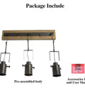Adjustable 3-Head Track Lighting Fixture In Black Wood Finish, package includes pre-assembled body and user manual