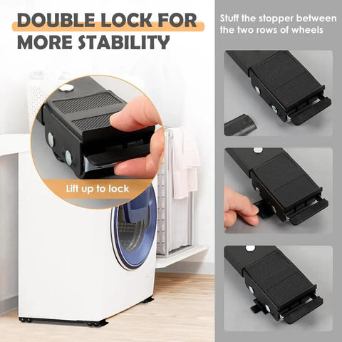Heavy Duty Appliance Rollers With Adjustable Base And Wheels for Moving Heavy Fridges Washers Dryers, close-up locking mechanism