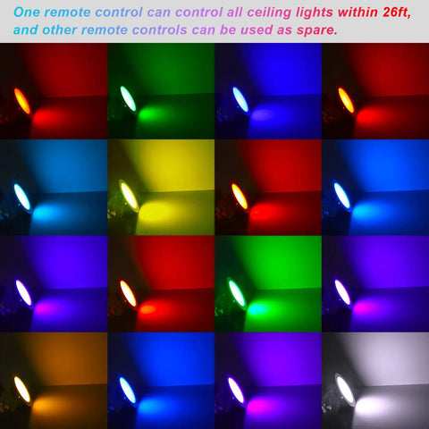 LED Recessed Ceiling Light 3In 4In 5W RGB Dimmable Downlight With Color Changing Mood Lighting displaying 16 color options