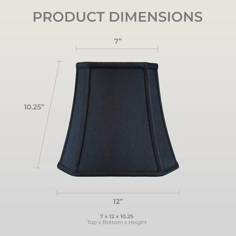 Square Cut Corner Bell Lamp Shade Two Pack In Black With Gold Lining 7.5 x 12 x 10.25 Silk Type Shantung Or Linen Fabric