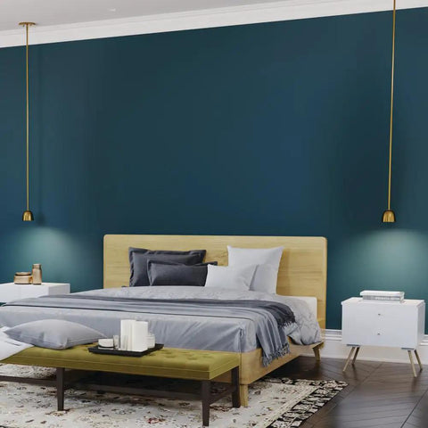 Image of a bedroom featuring Baland 4 Inch 1 Light Mini Pendant in Brushed Natural Brass, highlighting its sleek design and warm ambience.