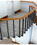 Top Notch Side Mount Deck Railing Posts With Adjustable Brackets And Complete Screw Kit Heavy Duty Black Stair Balusters on staircase.