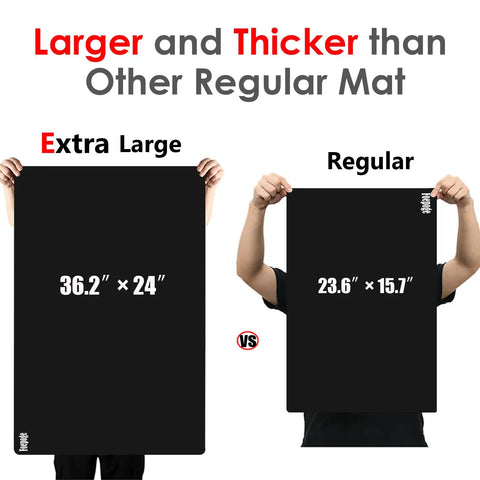Extra Large Silicone Craft Mat For Resin Art Non Stick Workspace 36 By 24 Inches compared to a regular mat.