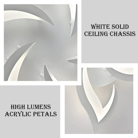 Modern Five Head Dimmable LED Ceiling Light With Remote Control Three Color Temperatures Acrylic Petal Design