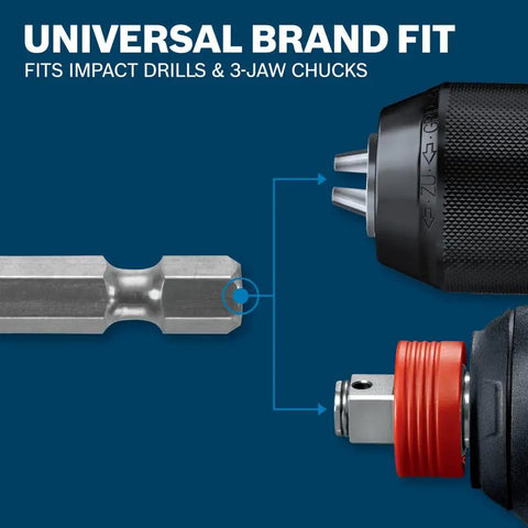 Close-up of universal brand fit for Six Piece Nail Killer Wood Boring Bit Set with Reinforced Reamer Cutting Edges.