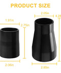 Table Saw Vacuum Adapter And Miter Saw Vacuum Adapter Kit For Dust Collection From Two And A Half Inch Table Saw Outlet To One And Seven Eighths Inch Shop Vac Hose And From One And Three Fifths Inch Miter Saw Outlet To One And Seven Eighths Inch Dust shown with dimensions