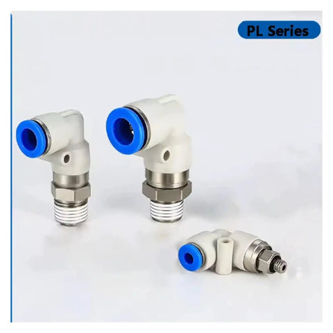 Two Piece KSL NRL 90 Degree Rotary Fitting Set For Pneumatic Lines, Male rotary plastic union elbow fittings