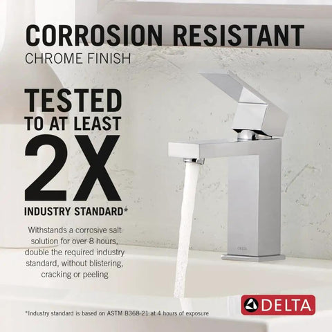 Modern Single Hole Chrome Bathroom Faucet With Single Handle 0.5 GPM Low Flow Push Pop Up Drain Ceramic Disc Valve Durable