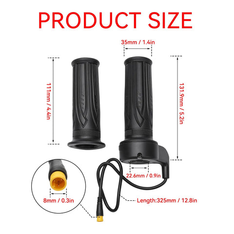 Full Twist Ebike Throttle Grip 12V To 72V With 3 Pin Waterproof Connector Fits 22.2mm Handlebar No Tool Needed Install Product Size