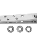 Hidden Door Hinge Kit 360 Degree Rotation Concealed Pivot Hardware For Secret Doors Bookshelves Bookcases And Cabinets Heavy Duty Stainless Steel Silver 5.8mm Thick DOITOOL, front view with components