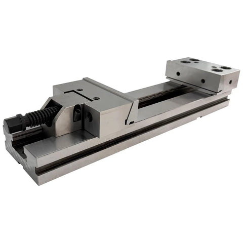 Real Deal Six Inch CNC Milling Vise With Three Hundred Millimeter Jaw Opening And Built Tough Alloy Steel Frame for precision workholding.
