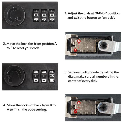 Steps for setting 3-digit lock on Hidden Book Safe With 3 Digit Combination Lock, Diversion Safe for Cash and Jewelry