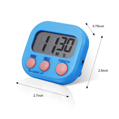 Blue timer from Six Pack Magnetic Digital Kitchen Timers Set With Loud Alarm And Large Digits, Countdown To 99 Minutes 59 Seconds
