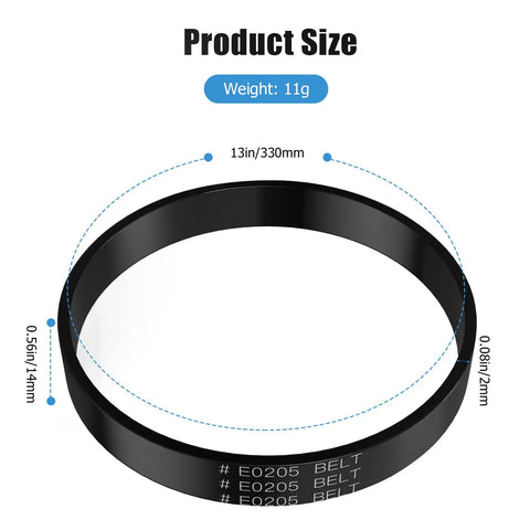 Durable E0205 Replacement Vacuum Belt For PowerSpeed Lightweight Vacuums 2 Pack with dimensions and weight details.