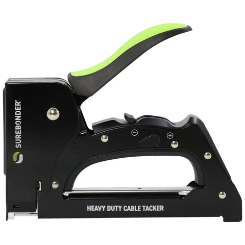 Heavy Duty Manual Staple Gun Cable Tacker For Electrical Cables And Wires Black Pro Grade Tool With Easy Squeeze Trigger