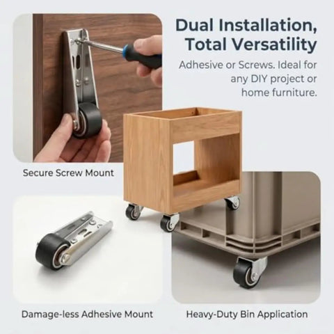 Image showing Heavy Duty Vertical Track Roller Wheels 8 Piece Set Anti Sag Sliding Door Bottom Guides for secure mounting and versatility.