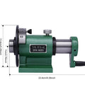 Rock Solid Spin Indexing Jig With Standard 5C Collet and Heavy Duty Cast Steel Body shown from side with dimensions.