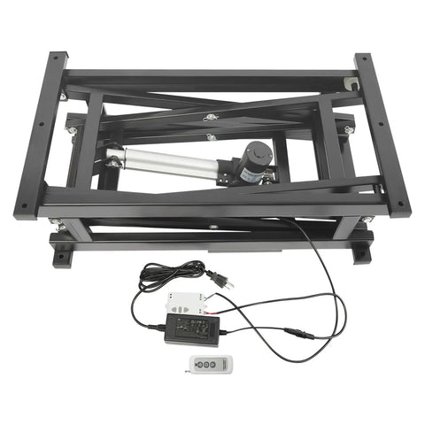 Built Tough Hydraulic Scissor Lift Table With Wireless Remote Control And Manual Controller, 180 Pound Load Capacity, showing frame and control components.