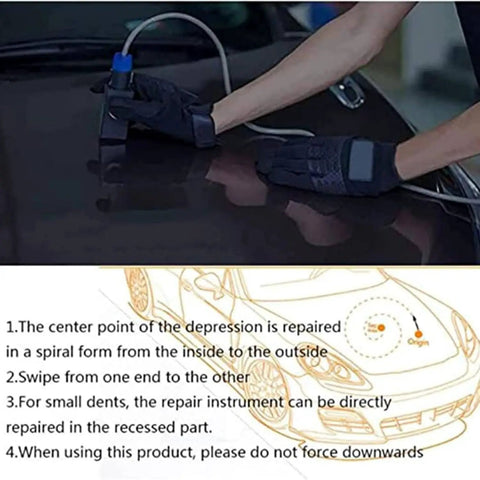Using Powerful Paintless Dent Removal Kit With LED Line Board Digital Display Adjustable Power on car hood