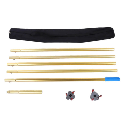 Hella Convenient Ceiling Smoke Detector Change Tool With An Eight Foot Reach, aluminum extension pole and accessories in black bag.