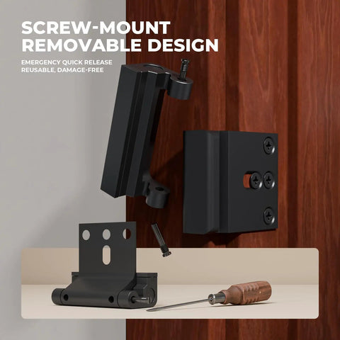 3 Pack Boss Level Door Reinforcement Locks with Heavy Duty Adjustable Screws showing screw-mount removable design and sturdy hardware.