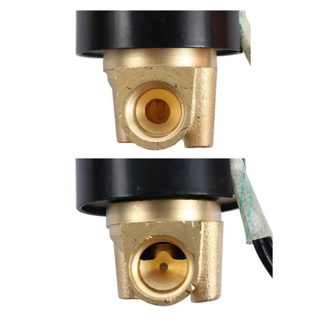 Brass 12 Volt Solenoid Valve For Water And Air Control With Female Thread Switch Magnetic Inlet Coil DC Power For Quick Home Auto Repair, detailed view of inlet.