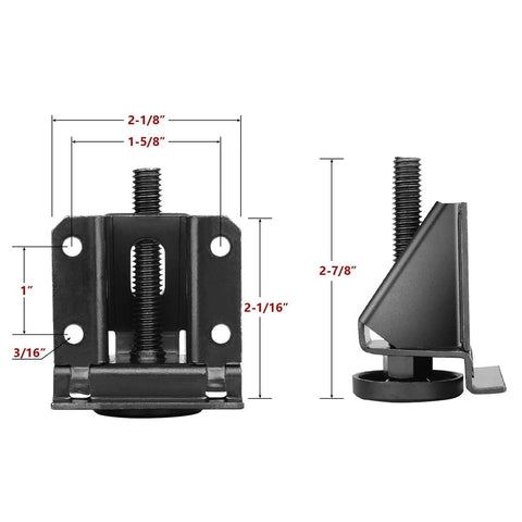 Heavy Duty Adjustable Table Leg Levelers Set Of 4 For Workbenches Desks And Cabinets With Rotating Height Screw Adjustment And Wide Base To Prevent Scratches And Slips On Uneven Floors, black metal, 2-7/8 in
