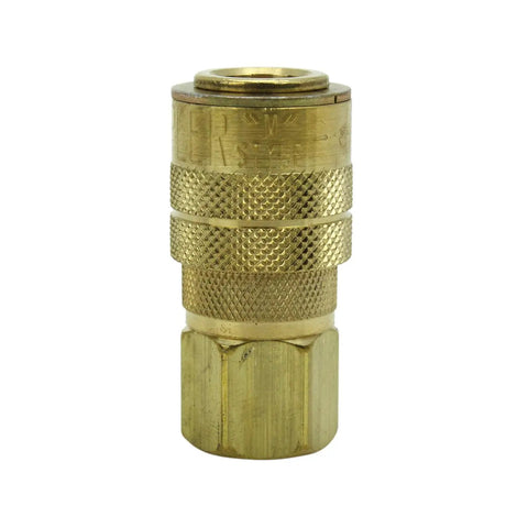 One Quarter Inch FNPT M Style Air Coupler With Drag Guard For Heavy Duty Shop Use, 300 PSI Max, 250 Degree F, 40 SCFM Air Flow