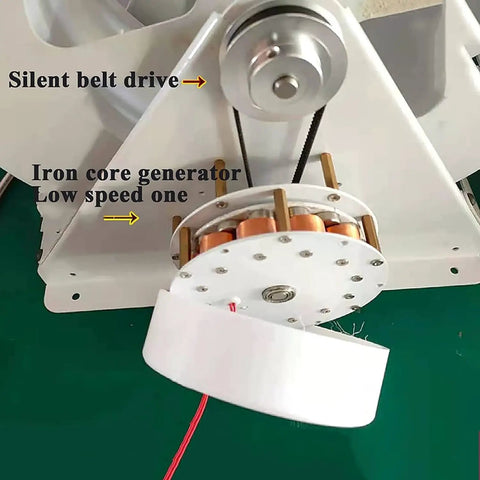 Close-up of Micro Hydroelectric Generator For Outdoor Lighting Low Speed Water Turbine Disc Type with iron core generator.