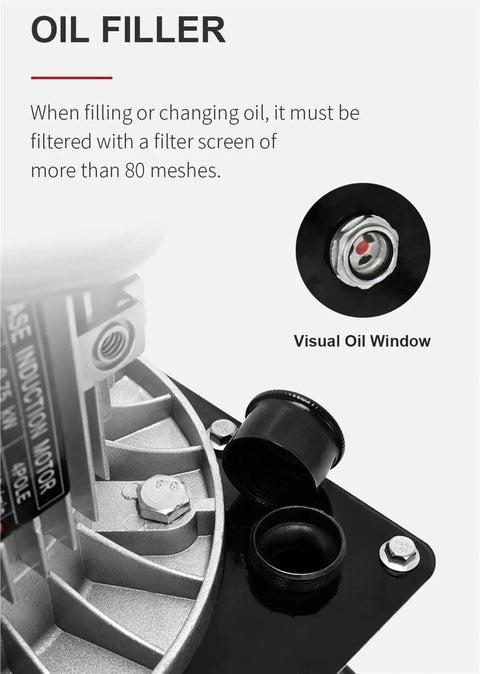 Oil filler feature of Rock Solid 750W Double Acting Hydraulic Electric Pump, showcasing visual oil window.