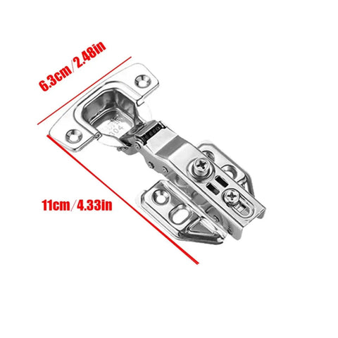 Stainless Steel Cabinet Door Hinge With Upgraded Soft Close Damping System Built In Hydraulic Damper shown with measurements