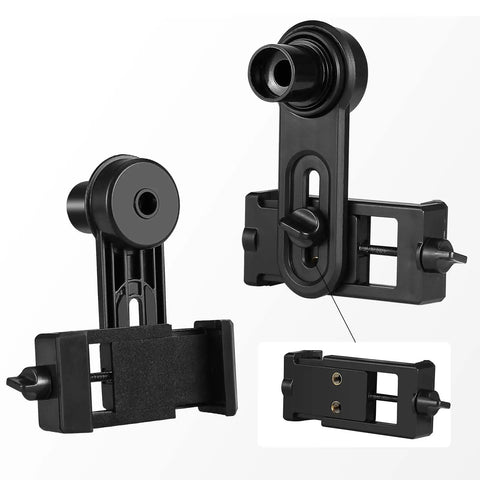 Phone Camera Adapter for Microscope Eyepiece 23.2mm with Built In 16x Microscope Eyepiece, black plastic clamp for smartphone microscope use