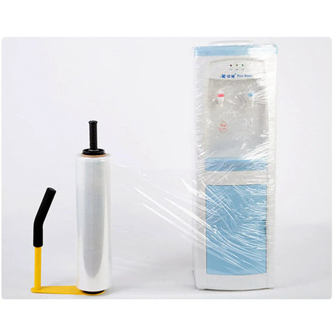 Solid Workhorse Handheld Stretch Film Dispenser With Adjustable Roll Height And Quick Tension Dial for wrapping a water dispenser.