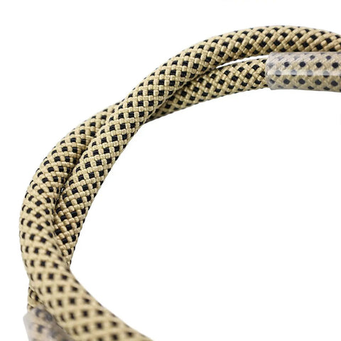 Top Tier Prusik Positioning Lanyard For Climbing And Fall Protection Featuring Static Kernmantle Rope Half Inch Diameter And Ten Feet Long With Aluminum Swivels For Killer Tree Crew Jobs close-up of static kernmantle rope with woven texture.