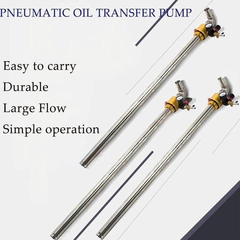Heavy Duty Pneumatic Oil Transfer Pump With Precision Pressure Gauge And Safety Valve For Drum Fluid Handling, stainless steel, easy to carry.