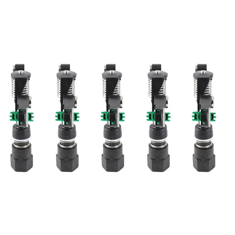 Set of 5 adjustable lawn sprinklers with rotating angle nozzles, durable female thread design, for home and garden use.