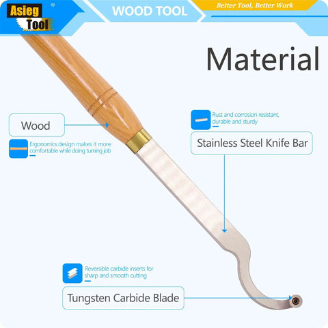 Pro Grade Wood Turning Tool 3 Piece Set For Lathe Including Rougher Detailer And Swan Neck Hollower with solid wood handle