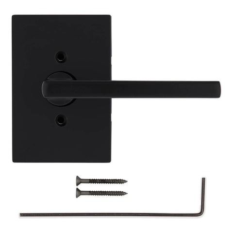 Dummy Door Lever For Closets And French Double Doors, Matte Black Non Turning Pull Handle With Reversible Interior Mount, No Latch