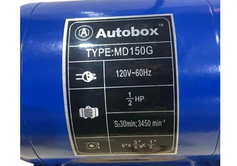 Tough As Nails Six Inch Bench Grinder With One Half Horsepower Motor, 3450 RPM motor specifications label.