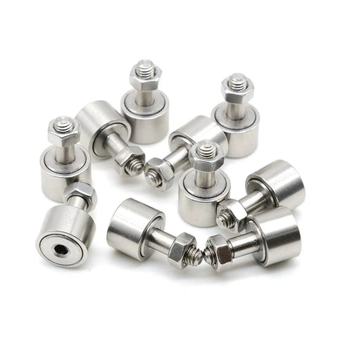 Badass M12 Bolt Shape Cam Follower Bearing Wheel Needle Roller set of stainless steel industrial machine components.