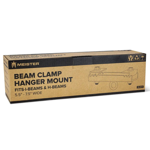 Super Duty Adjustable Beam Clamp Hanger Mount For Boxing Mma Heavy Bag Suspension Training Straps and Ceiling Fixtures black packaging.