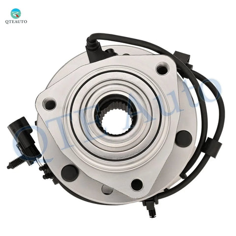 Front wheel hub bearing assembly with wiring harness, silver metal, fits 2002-2009 Chevrolet Trailblazer