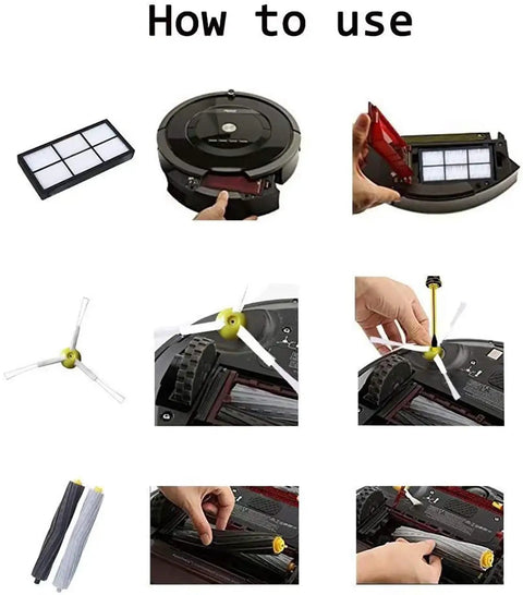 How to use guide for Replacement Parts Kit For Roomba 800 900 Series Vacuum Cleaners with debris extractors, filters, brushes