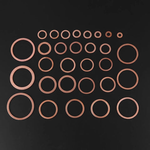 Awesome 570 Pcs Solid Copper Washers Flat Ring Kit With 30 Sizes For Car Marine And Generator Sealing Perfect Fit Engine Oil Sump Plug Gaskets Heavy Duty Hardware Set In Clear Box Totally Sick Value Pack copper washers in assorted sizes