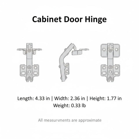 Corner Cabinet Door Hinge for Angled Frames, Built to Handle Tight Angles and Non Standard Angles, Cold Rolled Steel Hardware diagram