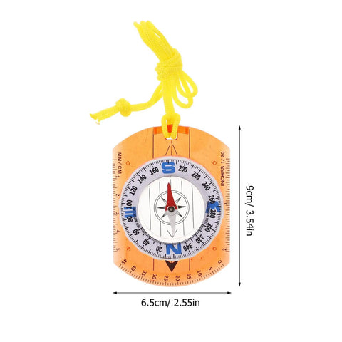 Orienteering Compass For Hiking And Camping With Lanyard Multifunction Navigation Tool Lightweight Portable Trail Backpacking Compass In Orange For Trekking Travel Outdoor Adventure And Backcountry Use. Compact orange compass with lanyard.