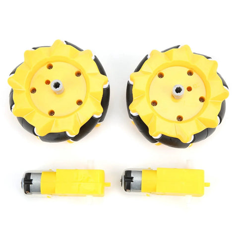 80mm Mecanum wheels for DIY robots with geared motors.