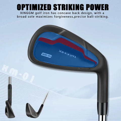 Pro Grade Men Golf Irons Set With Steel Shaft For Right Hand Golfers Stiff Flex Featuring CNC Grooves close-up