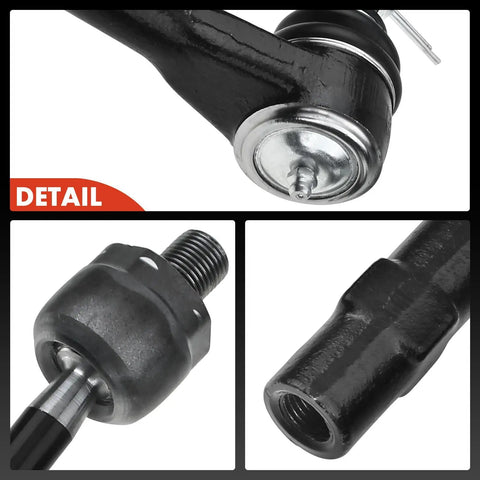 4 Piece Beefy Front Tie Rod End Kit With Inner And Outer Ends Fits Ford Explorer 1998 To 2001 Ranger 1998 To 2011 Mazda B2300 2001 To 2009 B2500 1998 To 2001 B3000 1998 To 2007 B4000 1998 To 2009 Mercury Mountaineer 1998 To 2001 Replacement black steel tie rod ends detail