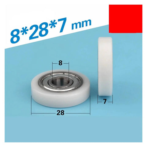 Solid PU Polyurethane Roller Bearing With External M8 M6 Thread And Soft Rubber Coating For Skateboards Doors And Industrial Motor Conveyor Wheels Hella Durable With Super Smooth Rolling Experience Everyday, 28mm diameter.